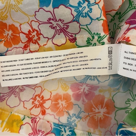 Mochi Dress Women Small Floral Red Blue Yellow Smocked Flare Sleeve Off Shoulder - Picture 13 of 16